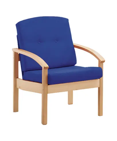 RO - 01 křeslo čalouněné koženkou Holy, dřevěné HOLY N 1 - koženka modrá